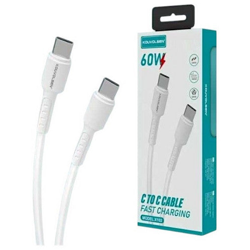 White 1m USB-C to USB-C 60W charging cable, supplier product photo