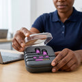 Compact true wireless Bluetooth earbuds with charging case